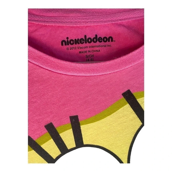 Nickelodeon Girls Sponge Bob Sleep Pajama Shirt Pink Short Sleeve Size Small - Picture 4 of 4